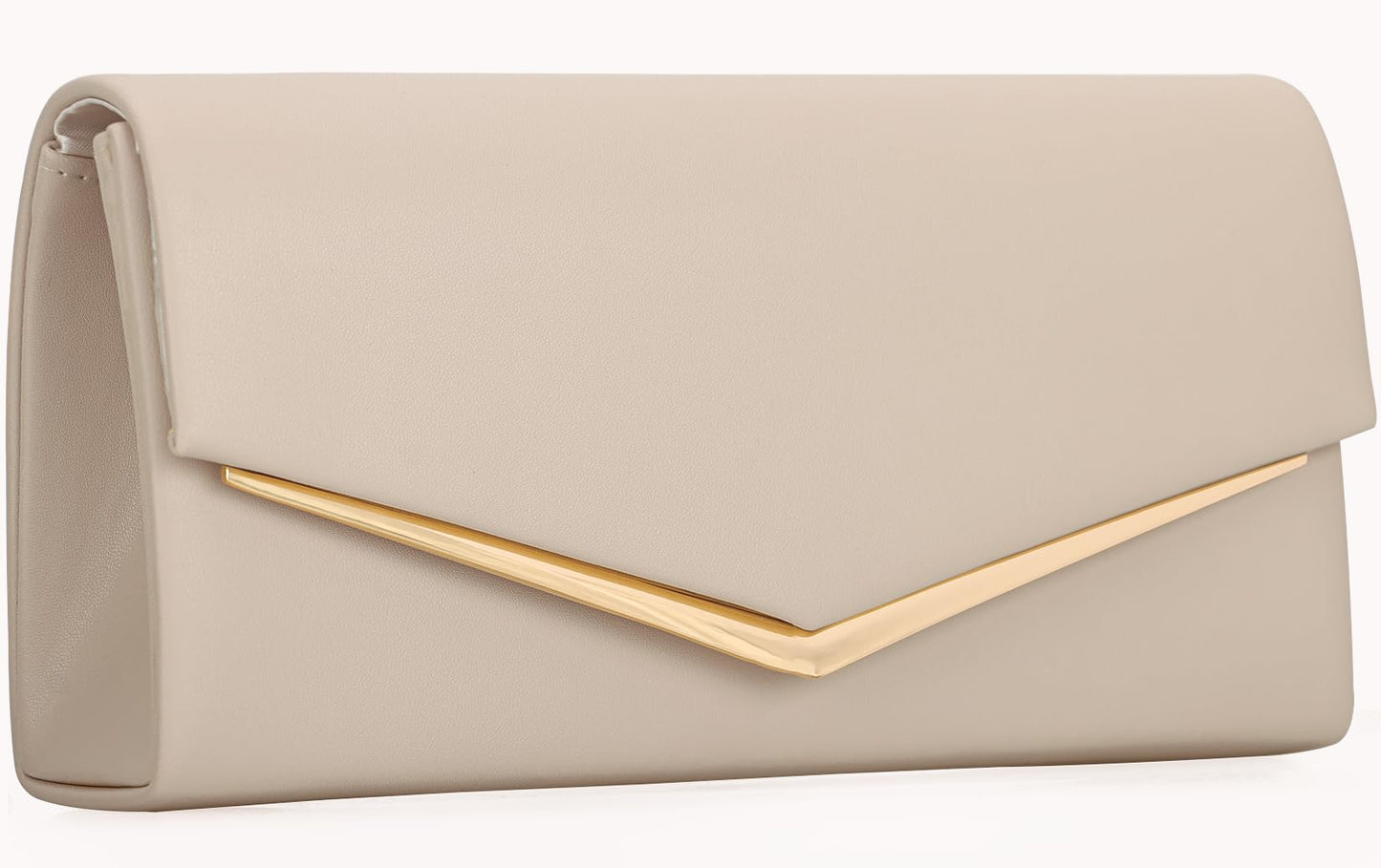Women’s Evening Handbag Vegan Leather Ladies Envelope Clutch Classic Elegant Purse Bags Beige