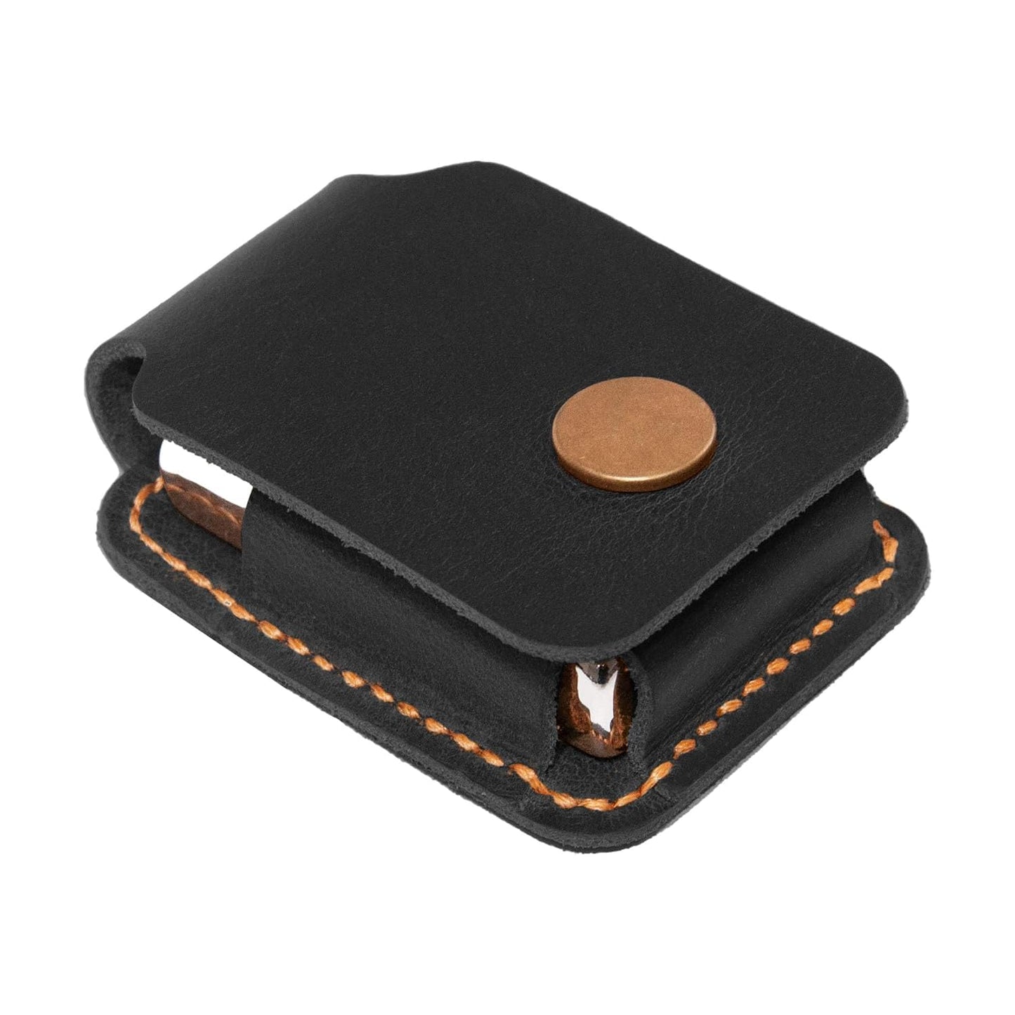 Handmade Leather Lighter Case for Men, for Leather Zippo Cover, Birthday Gift for Him or Her (Black)