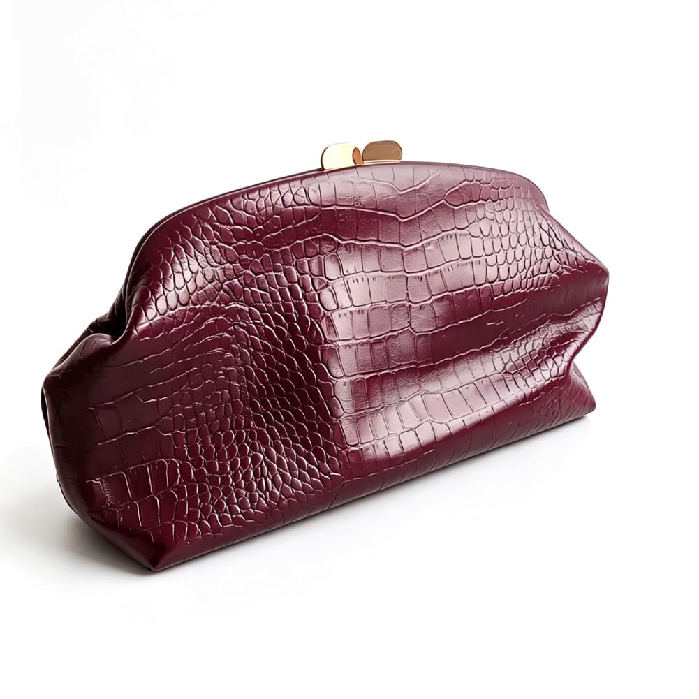CUXVA Women's large Evening Bag Dumpling Clutch Purse Chain Strap Handbags Elegant Faux PU Leather Clutch Bag