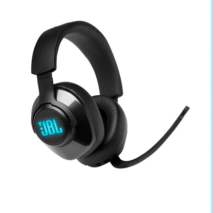 JBL Quantum 400 - Wired over-ear gaming headset with game-chat balance dial, JBL QuantumSURROUND and DTS, Voice focus directional flip-up mic and memory foam ear cushions (Black)