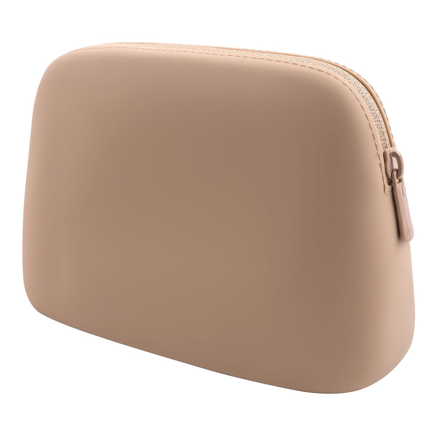 Gudahower Foldable Silicone Makeup Bag Large Capacity and Lightweight Toiletry Bag for Travel Waterproof Cosmetic Bag with Zipper for Women Girls (Khaki)