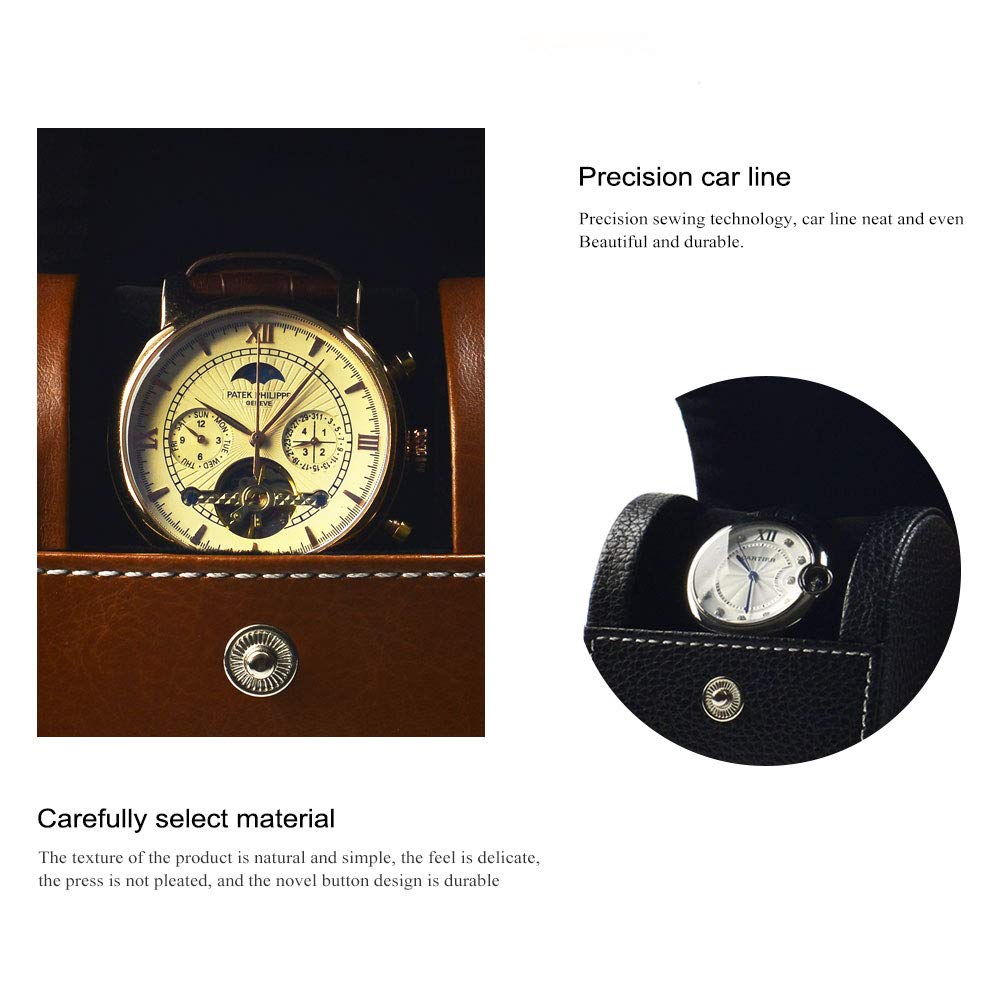 Oirlv Luxury Leather Watch Storage Box Travel Single Watch Case Jewelry Gift Box for Christmas Anniversary Birthday(Black)