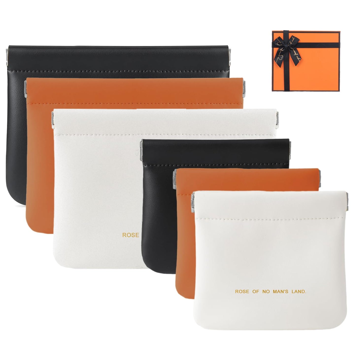 Yhwocd 6 Pack Small & Regular Size Leather Makeup Bag & Coin Pouch Organizer, Snap Closure, Portable Mini Storage Bag for Purse, Traveling & Commuting