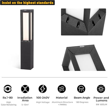 Landscape Path Light, Stainless Steel 8W 800LM Luxury LED Lighting, 32 Inches Modern Outdoor Bollard Lighting for Lawn, Patio, Courtyard and Driveway Decoration