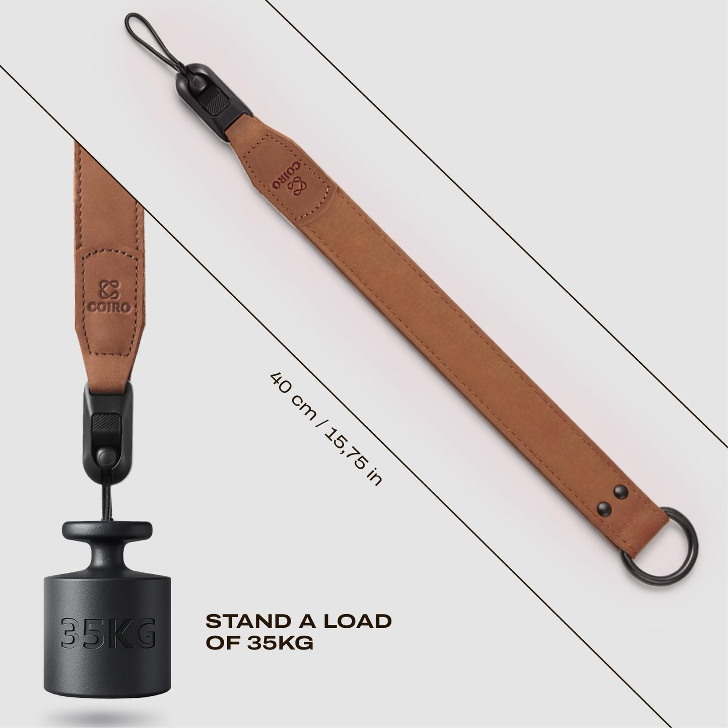 C Coiro Leather Camera Wrist Strap with Quick Release for Photographers, Adjustable Camera Hand Strap Compatible with for Sony, Nikon, Canon, SLR Mirrorless Digital Cameras, Brown