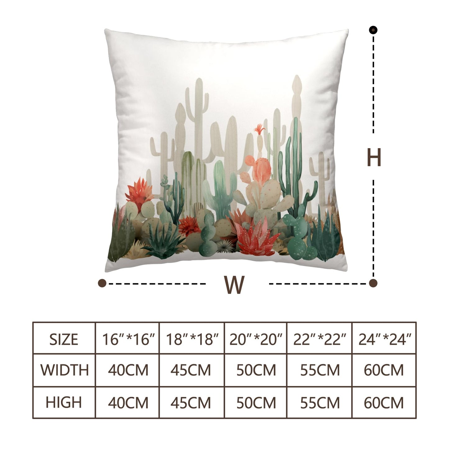 Wnoesat Cactus Throw Pillow Covers Tropical Plants Cactus Decorative Pillow Cases 18x18 Set of 2 Desert Green Succulent Prickly Pear Pillowcase Summer Outdoor Cushion Cover for Home Couch Sofa