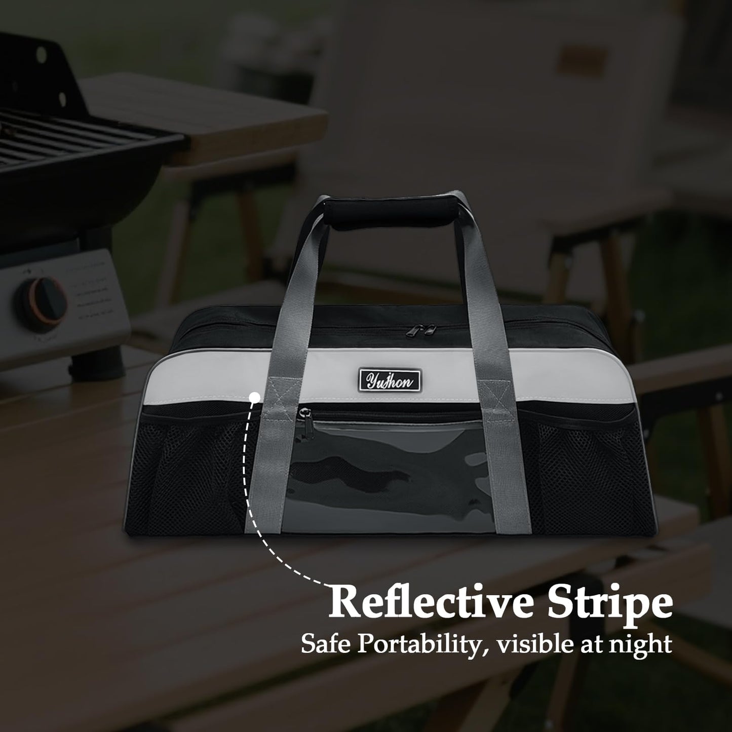22 Inch BBQ Grill Tool Bag, Heavy-Duty 1680D Oxford Grill Utensil Carrying Bag, Water-Resistant Organizer for Long Grilling Tools, Camping, RV, Tailgating(Bag Only)