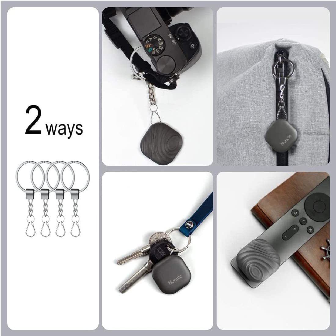 Nutale Findthing Key Finder Smart Tag 4-Pack - Bluetooth Tracker Item Locator with Key Chain - Both iOS and Android Compatible for Keys Pet Wallets Backpacks and Tablets (4-Coffee)
