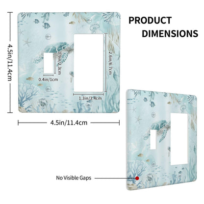 XFYGBY Decorative Outlet Covers Sea Turtles Coral Jellyfish Ocean Life 2 Gang Wall Plate Single Toggle 1 Rocker Light Switch Cover Switch Plate Covers Faceplate for Bedroom Home Decor