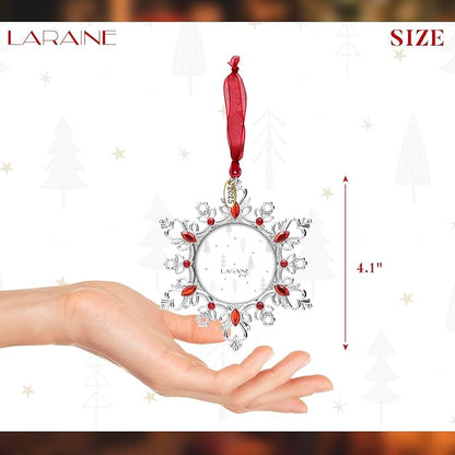 Laraine Christmas Tree Ornaments – Decorative Hanging 2025 Holiday Keepsake Gift Snowflake Pendant with 2” Photo Frame Insert for Picture of Pet (Snowflake Gift Set (2025))