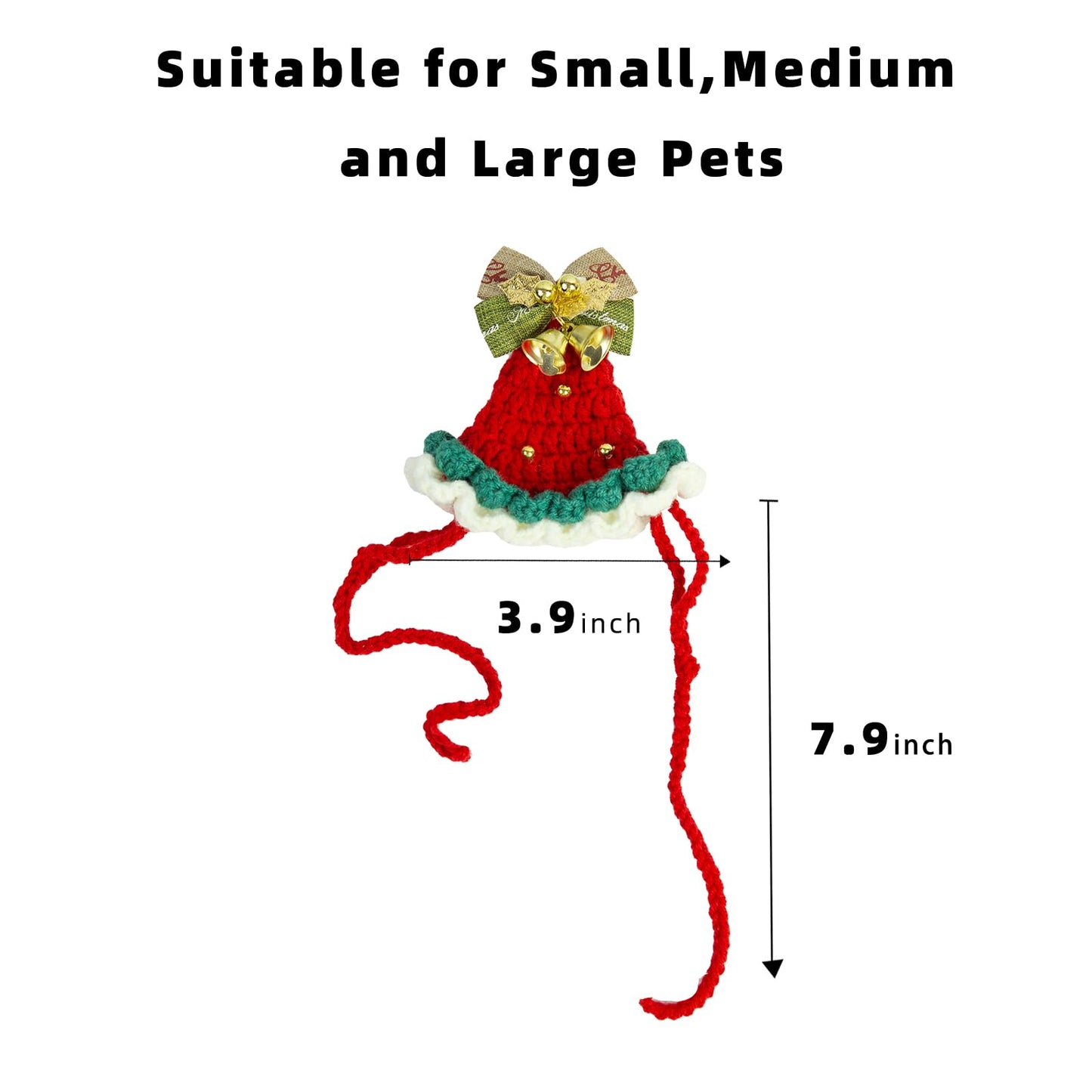 MITOCAPY Christmas Dog Costume, Handmade Cat Holiday Outfit with Christmas Tree Hat & Wreath Scarf Set, Adjustable,Lightweight & Breathable,Pet Accessories for Rabbits Xmas Party & Photos