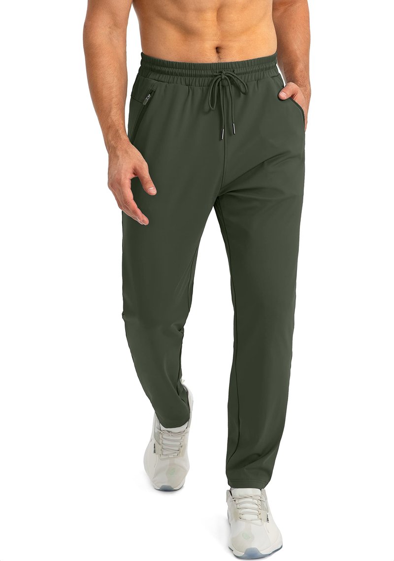G Gradual Men's Sweatpants with Zipper Pockets Tapered Joggers for Men Athletic Pants for Workout, Jogging, Running (Olive Green, Medium)