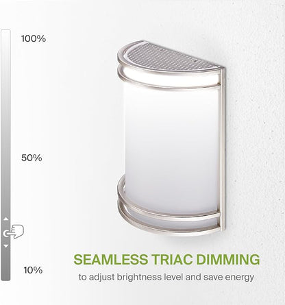 ASD LED Indoor Wall Mount Light Fixture - 10 Inch Modern Interior Brushed Nickel Wall Sconce Lighting - 3000K 4000K 5000K Adjustable - Half Cylinder Hallway Light Fixture - ETL & Energy Star