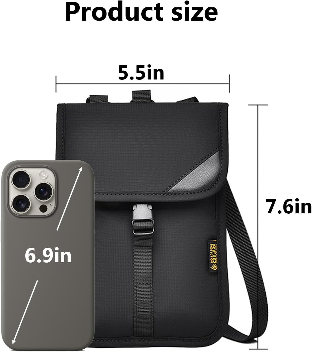 Passport Holder for Travel Pouch Neck Wallet for Traveling Women Men with RFID Blocking Waterproof and Slim Neck Pouch Adjustable Neck Strap (Z-Black)