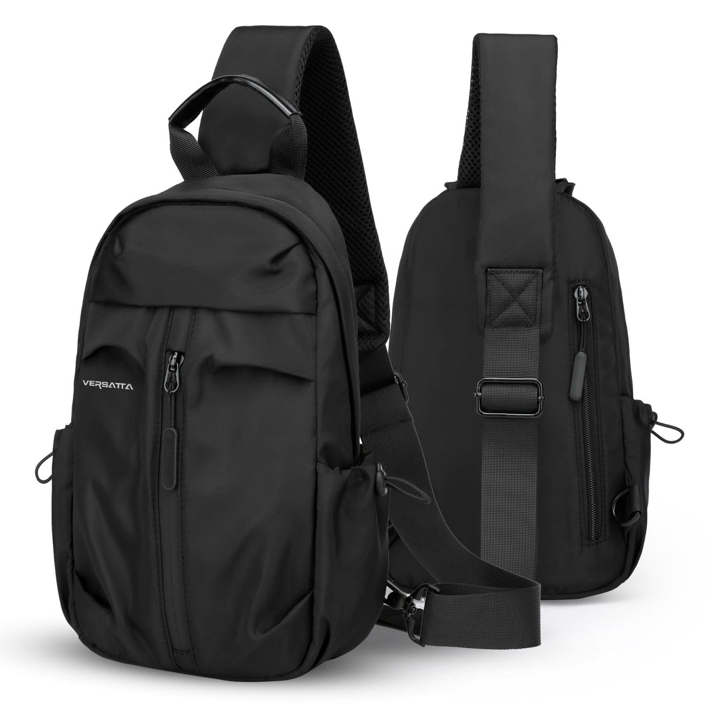 VERSATTA Small Sling Crossbody Backpack with RFID Pocket, Adjustable Shoulder Bag for Men Women, Lightweight One Strap Backpack for Hiking, Mini Travel Crossbody Bags for Women Chest Bag with USB Port