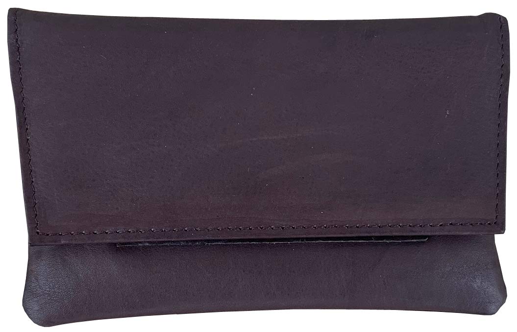 EA Carey Brown Leather Full Size Snap Tobacco Pouch Holds 1.5 oz Pipe Tobacco