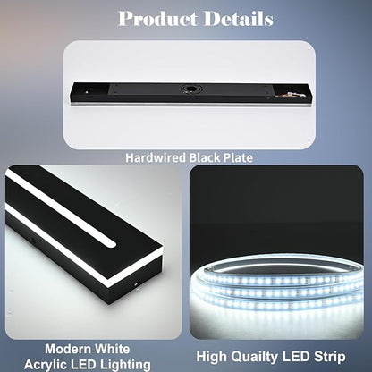 2 Pack Long Outdoor LED Wall Lights 5.1In Wide Exterior Wall Light Fixtures IP65 Waterproof 32Inch Black Dimmable Long Strip Indoor Wall Sconce 3000K-6000K for Patio Porch Balcony