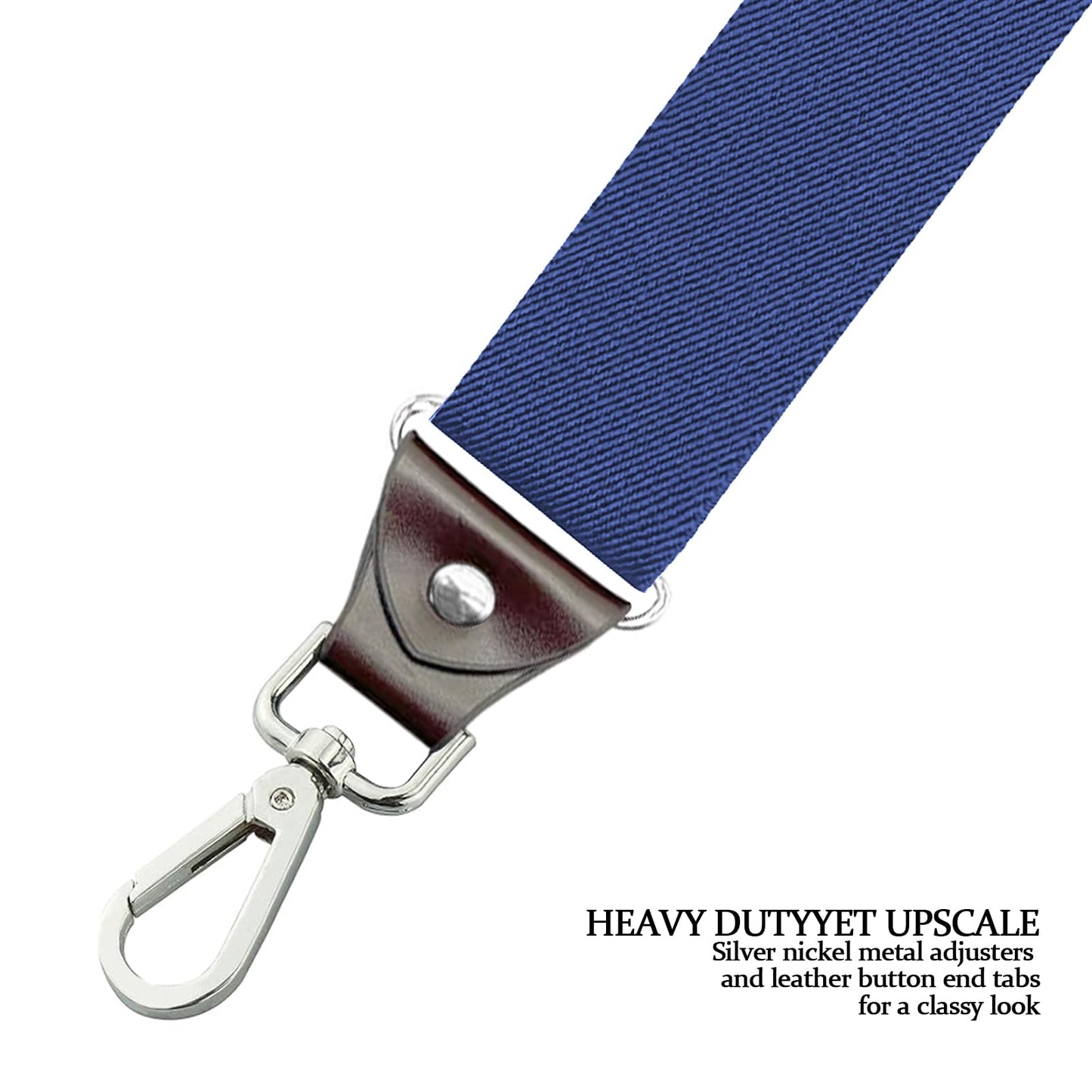 AYOSUSH Swivel Hook Suspenders for Men Big and Tall Heavy Duty Navy Hooks for Jeans Pants Business Dress