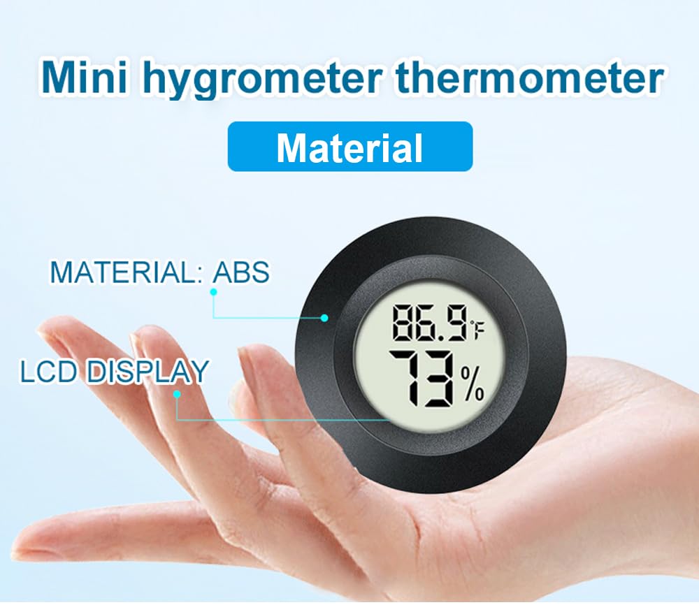 2 Pack Hygrometer Thermometer Digital Humidity Meter Indoor/Outdoor Humidity Monitor Reptile Thermo-Hygrometer for Greenhouse Humidors Terrarium Jars, Fahrenheit (℉) /Celsius(℃) (2)