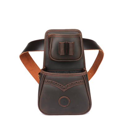 TOURBON Leather Shotgun Shell Holder Ammo Pouch with 1 Box Bullet Carrier