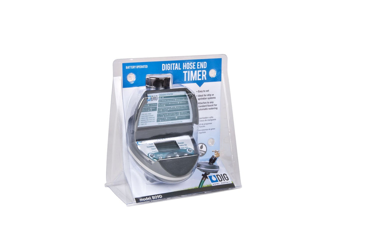 DIG, B09D 3/4” Single Outlet Hose End Programmable Timer for Home Gardens and patios