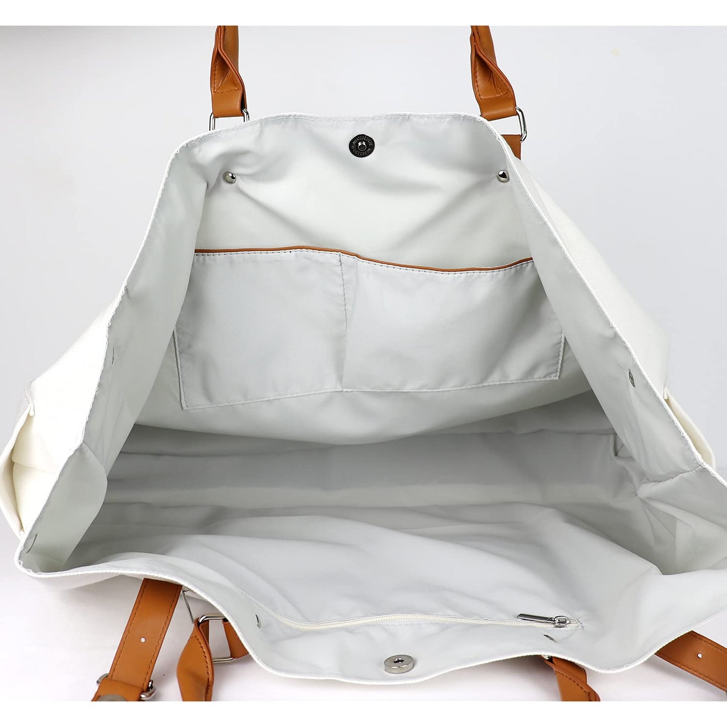 Lamyba Beach Tote Bag for Women, Oversized Travel Tote Bag with Vegan Leather Handle, Weekend Vibes White X-Large