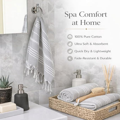 Clotho 4 Pack Silver Gray Turkish Hand Towels