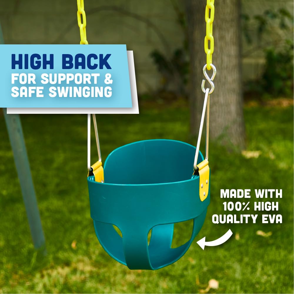 Squirrel Products High Back Full Bucket Toddler Swing Seat, Green