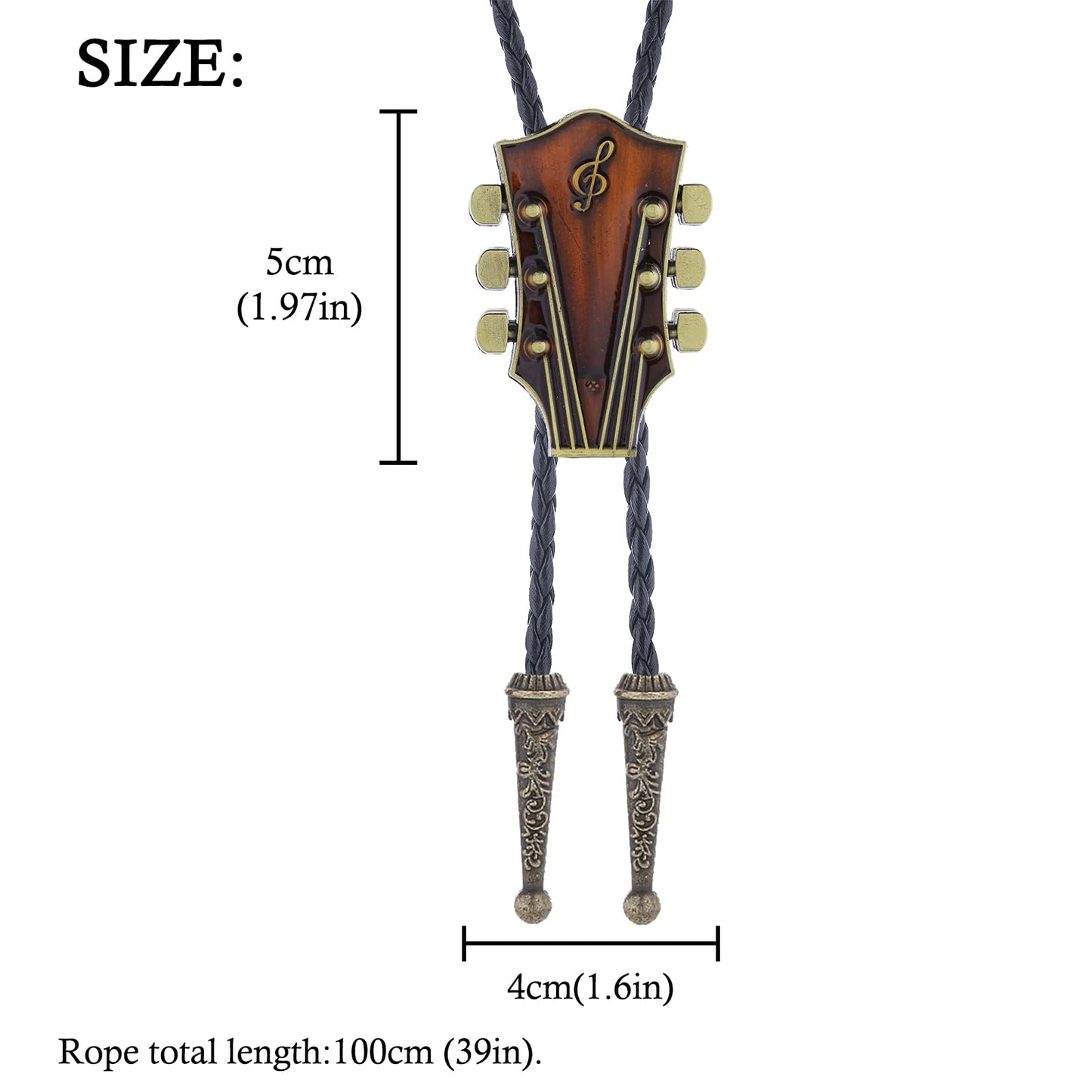 HUABOLA CALYN Bolo Tie for Men, Guitar Cowboy Rodeo Western Bolo Tie Leather Necktie Necklace Costume Accessorie for Women (Orange Bolo Tie)