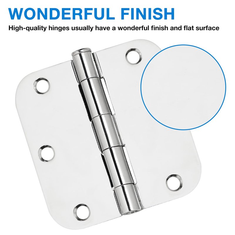 42 Pack Interior Door Hinges Polished Chrome 3.5 inch X 3-1/2" 5/8 Radius,3 ½"Bright Sliver Round Standard Hinge for Doors DIY Assembly Bifold Table Hardware Kit Home Accessories House Eseentials