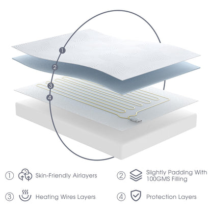 King Size Electric Heated Mattress Pad - Bed Warmer with Memory & Preheat Functions, 12 Heat Settings Dual Control for 1-12 Hours Auto Off, Lighted Button