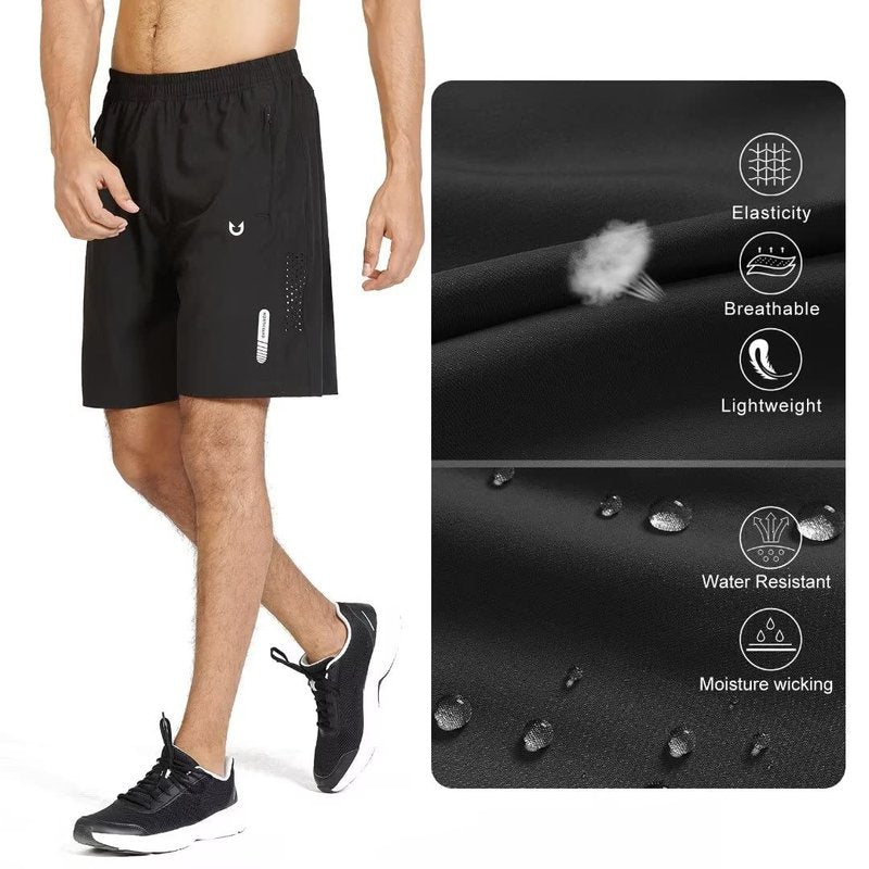 NORTHYARD Men's Athletic Running Shorts Gym Workout 7"/9"/5" Quick Dry Lightweight Sports Basketball Tennis 3 Zipper Pockets Black 4XL