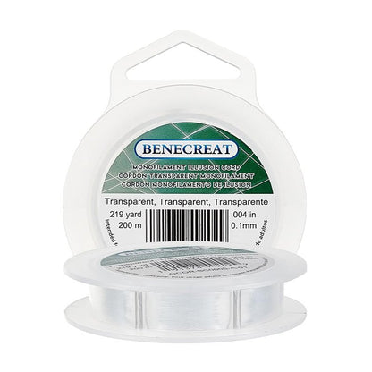 BENECREAT 200m (0.1mm) Nylon Beading Thread – Strong & Invisible Jewelry Making Wire for Bracelets, Necklaces, Fishing, Hanging Decor – Soft, Flexible Craft String for Beads & DIY Projects