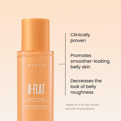 MAËLYS B-FLAT Belly Firming Cream for Women - Skin Tightening & Moisturizing Treatment with Shea Butter & Bentonite Clay - Smooths Look of Stretch Marks - Postpartum Body Care (3.4 Fl Oz)