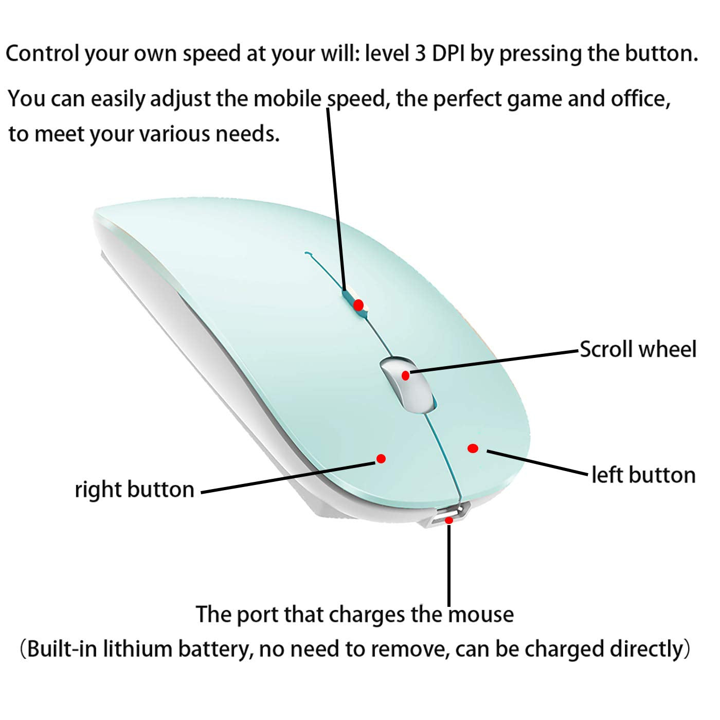 Bluetooth Wireless Mouse for Laptop mac MacBook ipad MacBook air MacBook pro pc Desktop Computer Windows Chromebook Notebook (Silver)