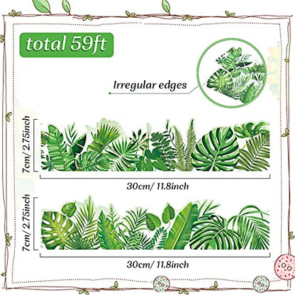 Eucalyptus Border Bulletin Board Classroom Boho Bulletin Wall Decor Trim Border Decor Wall Decals Border Tropical Leaves Greenery Wall Decoration (Boho Style, 59ft)