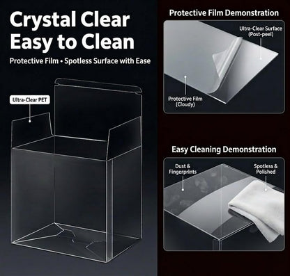 DEDC 4 Pack Clear Booster Box Case PET Plastic Protector Cases Storage Box with Lid for Booster Box Display Case for Collectors, 0.70mm Thick, (5.71x3.39x4.88 inch)