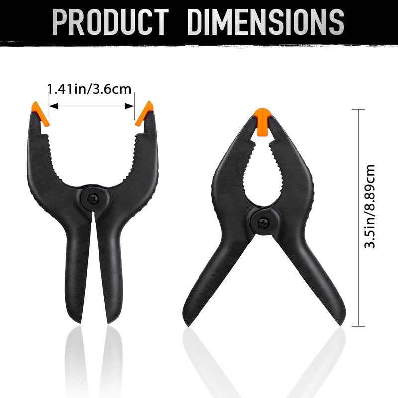 2 Pack Plastic Spring Clamps, 3.5inch Small Heavy Duty Clips for Crafts, Backdrop Stand