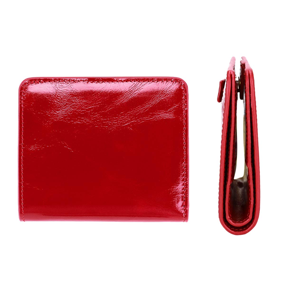 Itslife Women's Rfid Blocking Small Compact Bifold Leather Pocket Wallet Ladies Mini Purse with id Window (Waxed Red)