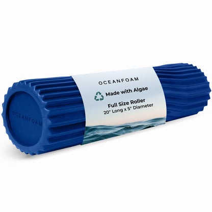 Oceanfoam Tidal Roller - Black Marbled - Muscle Massage Foam Roller for Back Pain & Stretching - Firm and Ergonomic Wide Wave Textured - Yoga, Athletics, & Wellness - Full Size, 20" x 5"