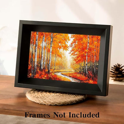 Yesad Autumn Canvas Wall Art, Fall Tree Forest Field Landscape Painting Fall Wall Art Prints Pictures Posters Artwork for Living Room Bedroom Bathroom Home Decor (Unframed,12”x8”,Tree & River)