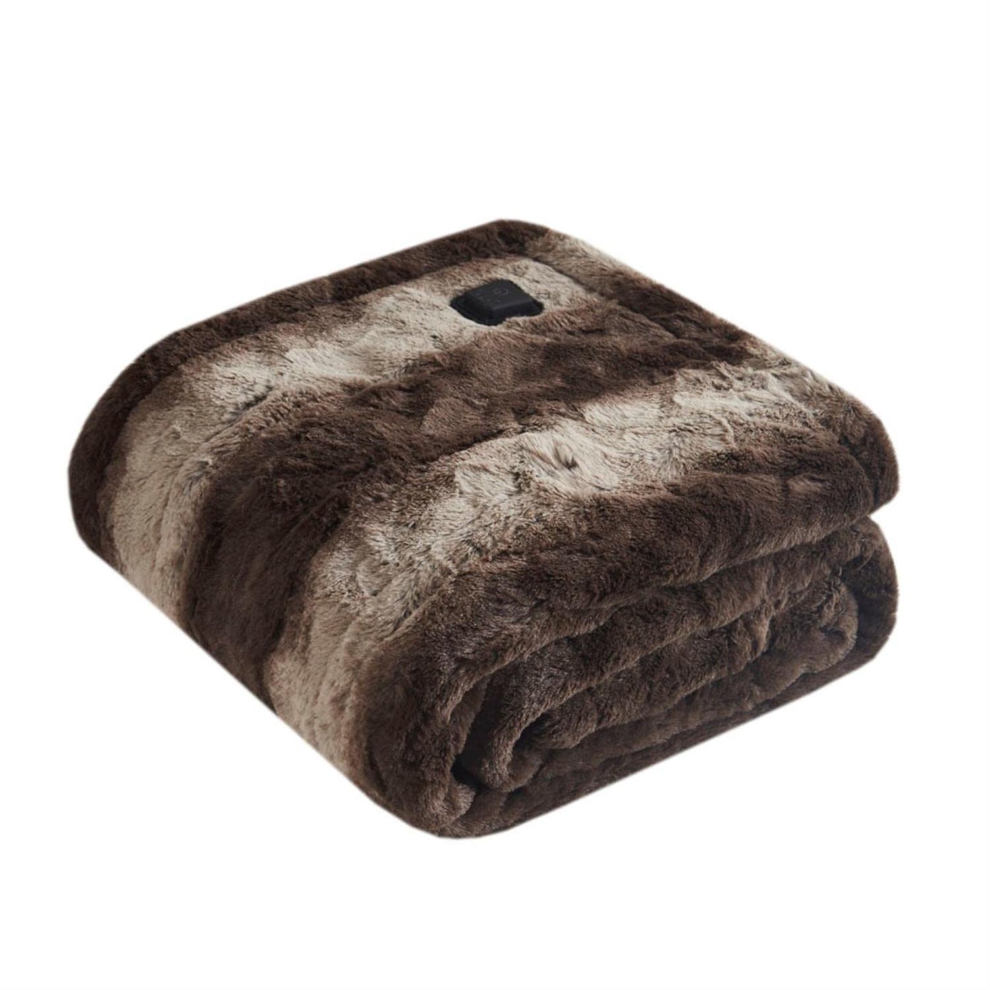 Beautyrest Zuri Reversible Faux Fur to Mink Electric Blanket, Auto Shut Off, Virtually Zero EMF, Multi Heat Setting, UL Certified, Machine Washable, Natural Marble Throw 50x70