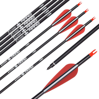 Elong 6PCS 30" Arrows for Compound Bows,Carbon Hunting Arrows for Archery Spine 500 with 100 Grain Screw Tips, for Compound & Recurve & Traditional Bow(with 6 Extra Nocks)