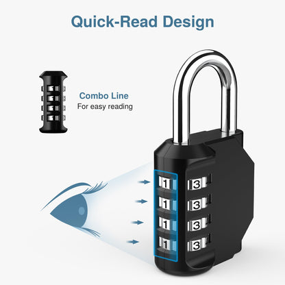 Puroma 2 Pack Combination Lock for Locker 4 Digit Outdoor Waterproof Padlock for School, Gym, Sports, Fence, Toolbox, Gate, Case, Outdoor, Hasp Storage (Black)
