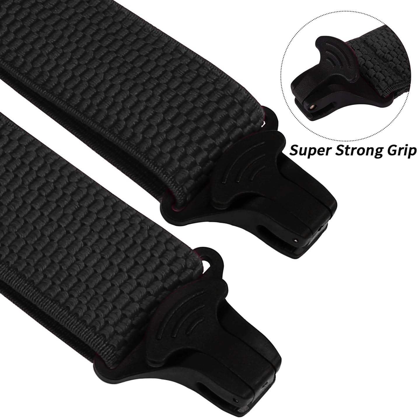 Buyless Fashion Heavy Duty Suspenders for Men - 48" Adjustable Straps 1 1/2" - X Back with Black Plastic Clips - 5147-Black