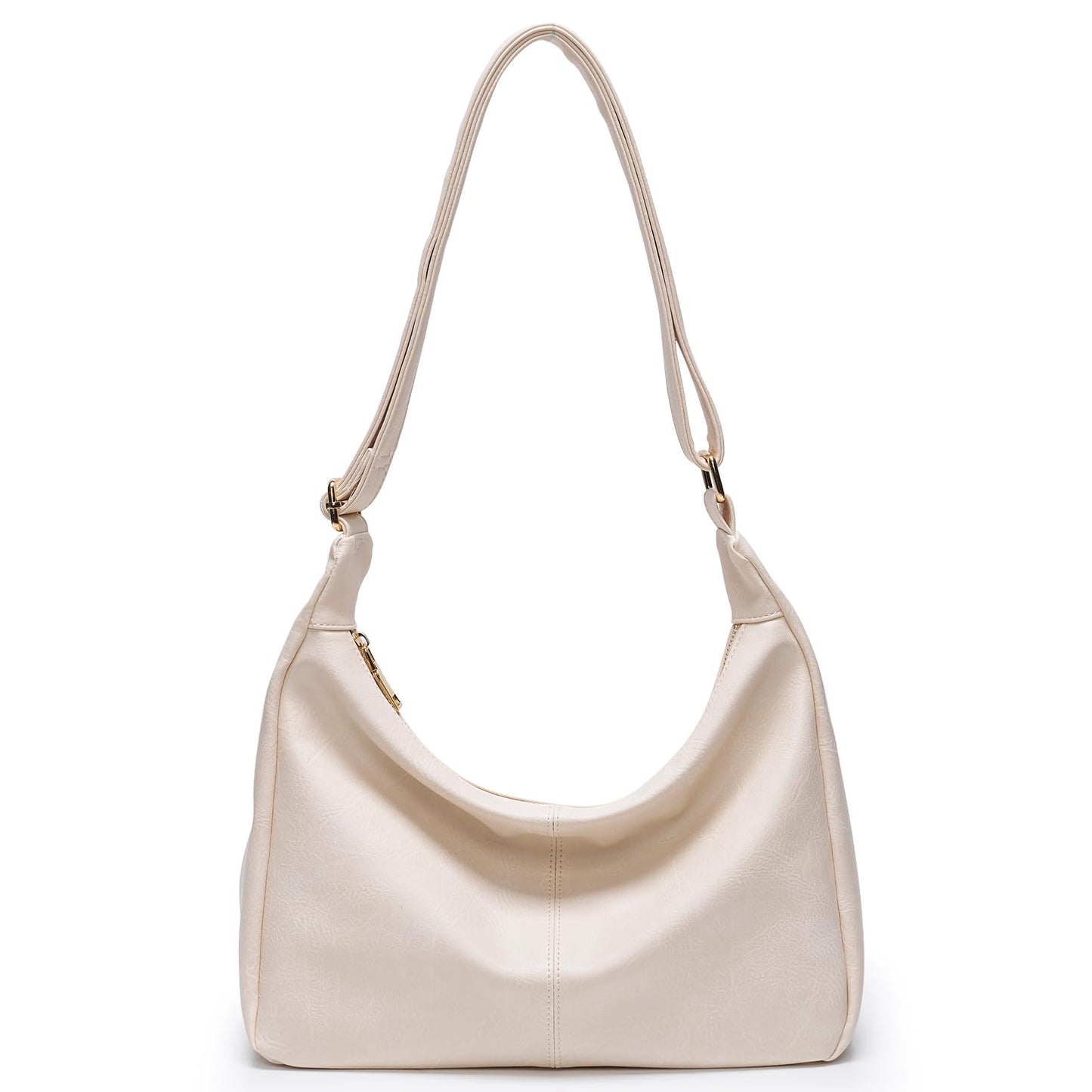 YDF Purses for Women Slouchy Shoulder Bag Hobo Bag Soft Vegan Leather Adjustable Wide Strap Crossbody Tote Multi Pocket Handbags (Beige)