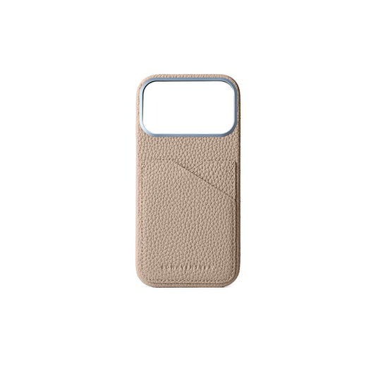 BONAVENTURA (for iPhone 17 Pro Max Shrink Leather Back Cover Case [Greige], Made with Premium European Leather, Genuine Leather, Gift BPCT17PM-GG