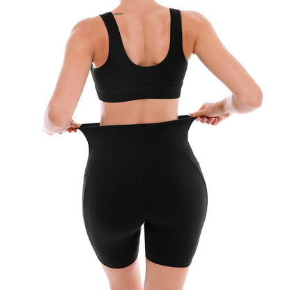 SINOPHANT High Waisted Women Biker Shorts - 6” Buttery Soft Elastic Tummy Control Shorts for Gym, Yoga, Workout(Pockets, L-XL,Black)