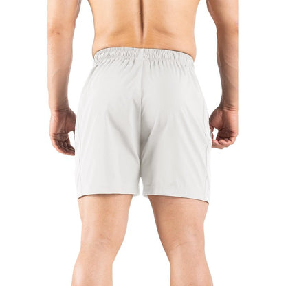 Gaglg Men's 5" Running Shorts 2 Pack Quick Dry Athletic Workout Gym Shorts with Zipper Pockets White/Red,Medium
