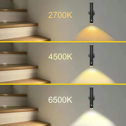 Motion Sensor Night Lights, Magnet Body Sensor Hallway LED Wall Lights, Rechargeable Portable Stairway, Battery Powered Cabinet Lights, Bedside Night Light (1pcs-Black)